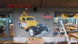Graffiti Mural Taxi Peralada Croaks 300x100000